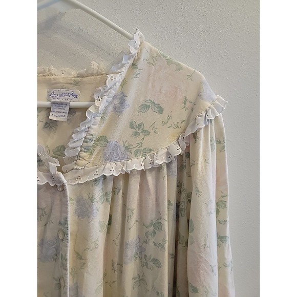 Lanz of Salzburg Night Gown Womens L Floral Eyelet Lace Vintage Cottage - Picture 3 of 14
